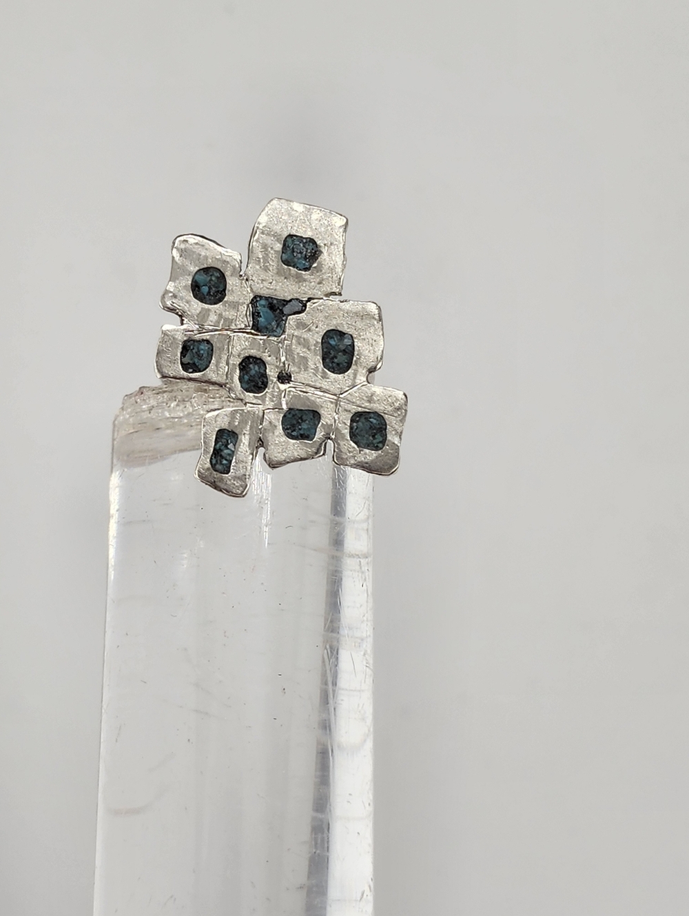 INLAY TURQUOISE ADJUSTABLE RING HANDMADE STERLING - Picture 3 of 12